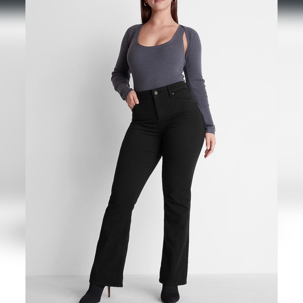 Express Curvy Mid Rise Black Bootcut Jeans
